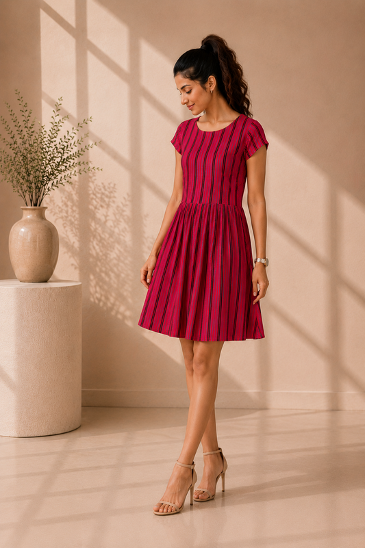 Ruby Stripe Fit & Flare Dress