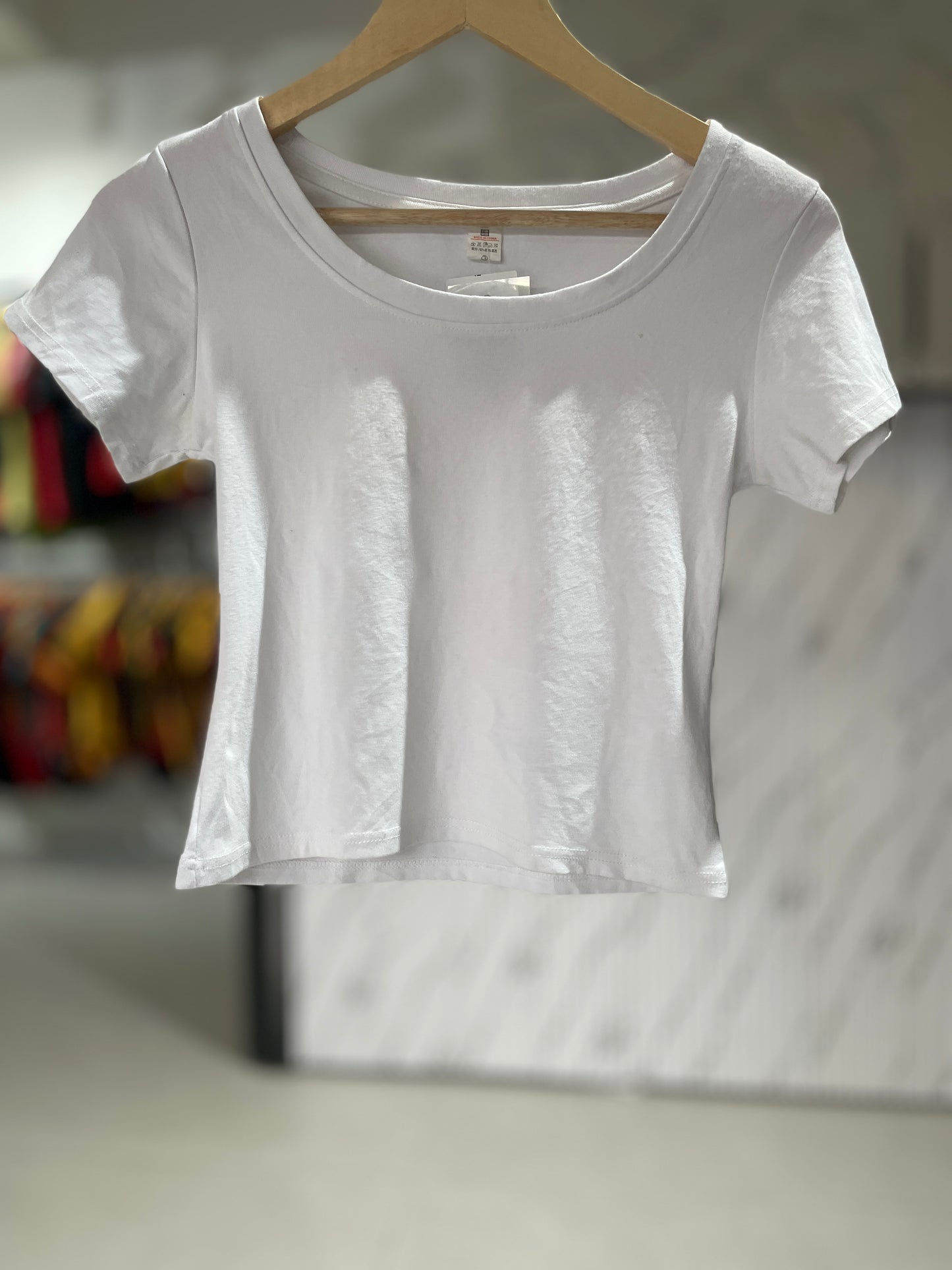 Women’s Solid White Crop T-Shirt – Minimal Round Neck Casual Top