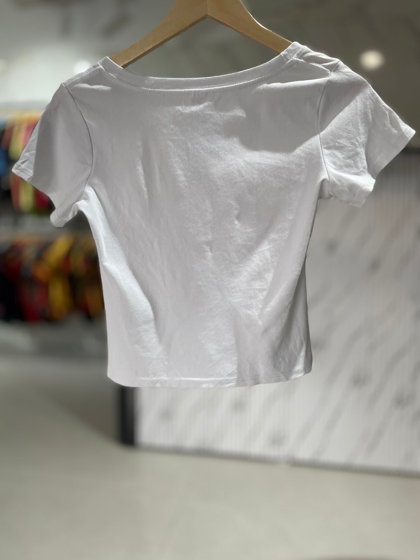 Women’s Solid White Crop T-Shirt – Minimal Round Neck Casual Top