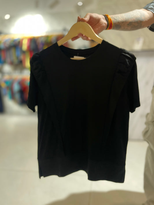 Elegant Puff Sleeve Black T-Shirt