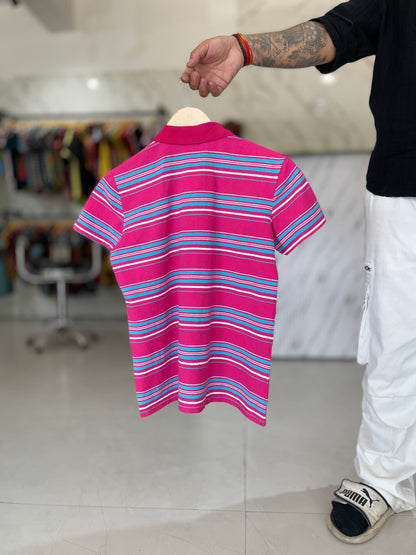 Pink Striped Polo T-Shirt