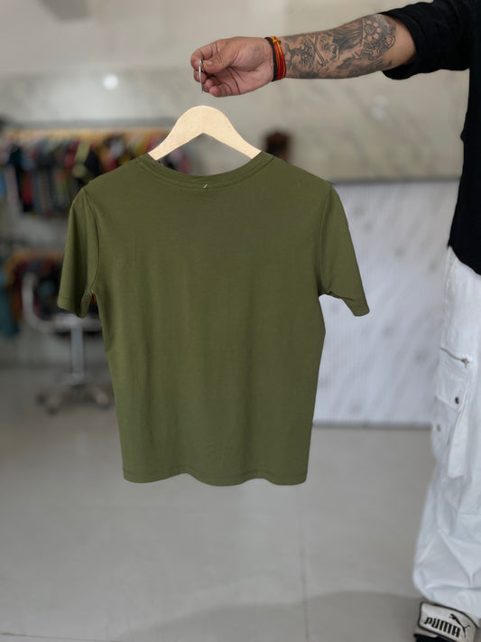 Olive Green Minimal Logo T-Shirt
