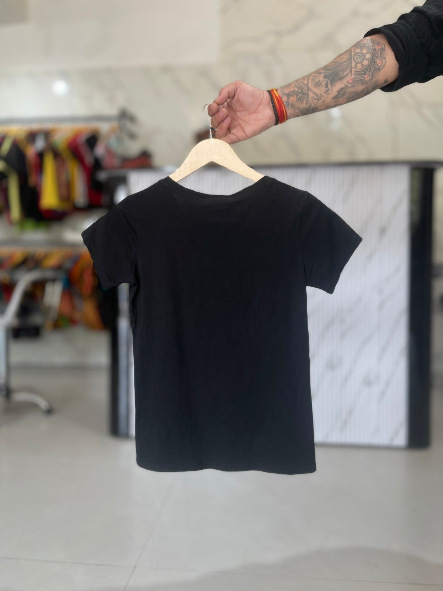 Women’s Regular Fit Black T-Shirt – Rhinestone Logo Graphic Cotton Tee