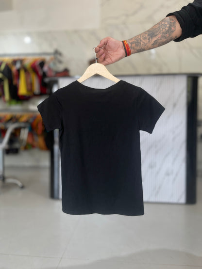 Women’s Regular Fit Black T-Shirt – Rhinestone Logo Graphic Cotton Tee