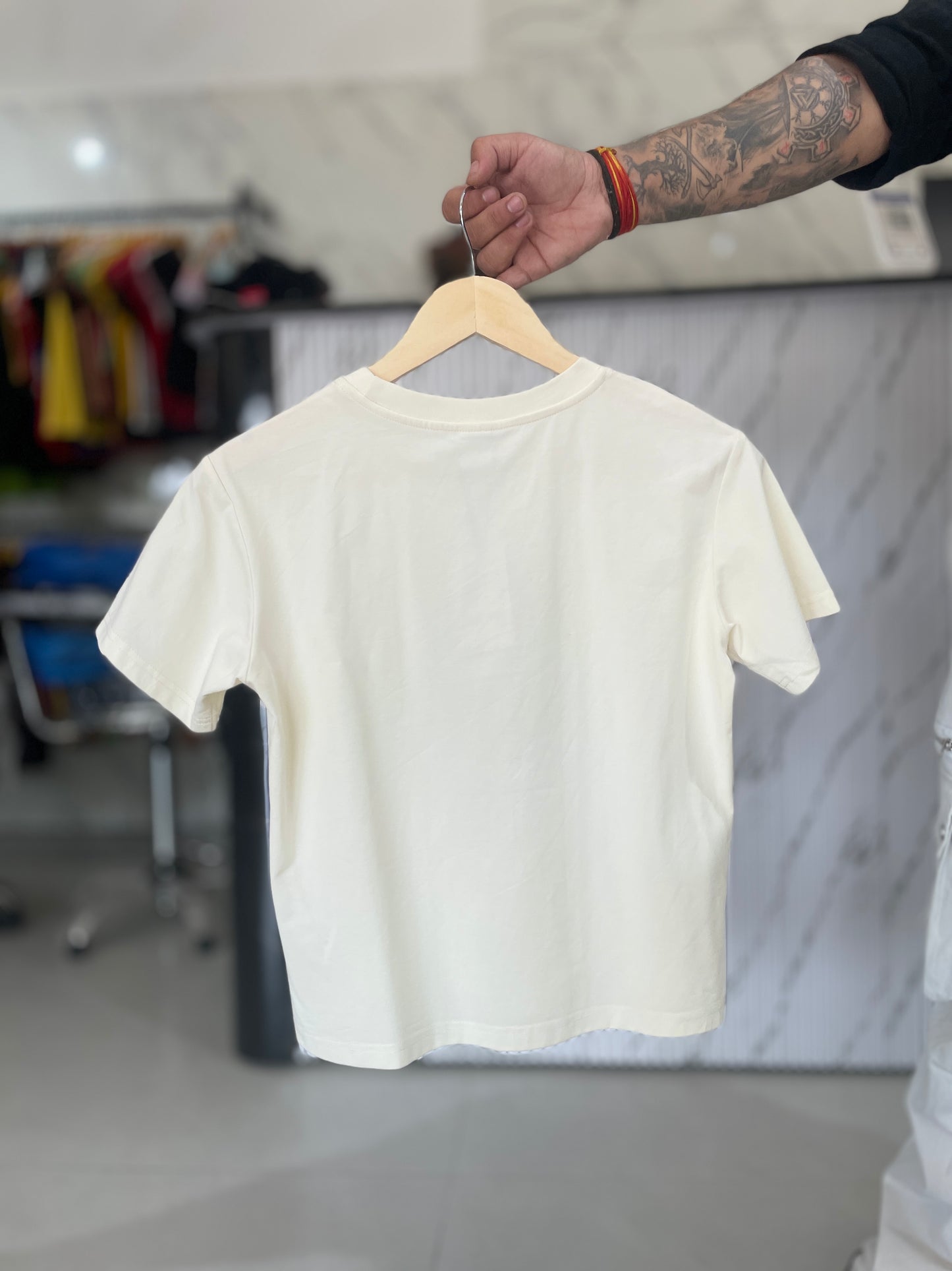 Cream Elephant Graphic Cotton T-Shirt