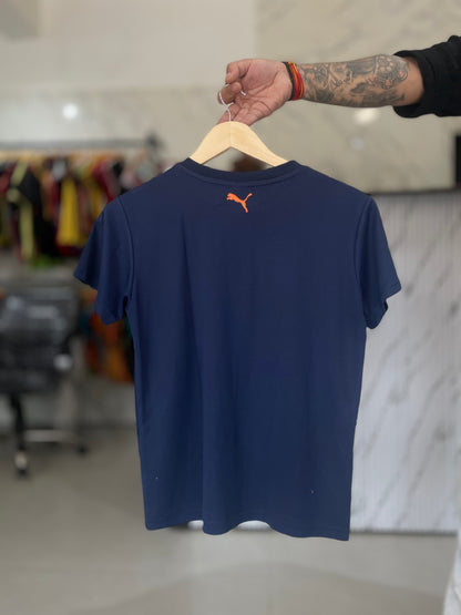 Navy Blue Puma Logo Cotton T-Shirt